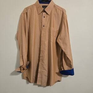 Paul Fredrick Men’s Striped Dress Shirt 16.5x34 Classic Fit Long Sleeve Sz Large